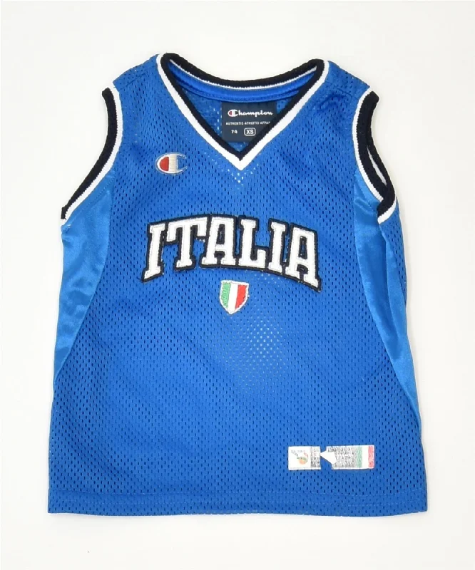 high-quality vests for men -CHAMPION Boys Italia Graphic Vest Top 6-9 Months XS Blue Sports