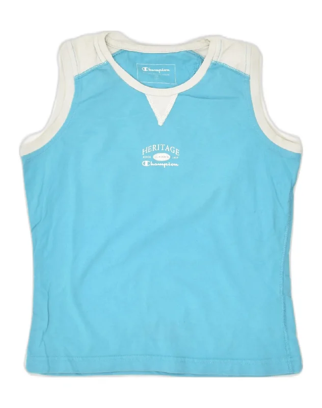 men's black vests for formal wear -CHAMPION Girls Heritage Graphic Vest Top 13-14 Years Small Blue