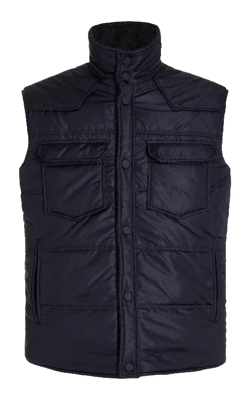 designer vests for men -Clay Reversible Puffer Vest in Charcoal Cashmere and Nylon