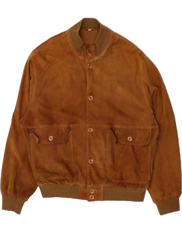 men's high-performance jackets -CONBIPEL Mens Suede Bomber Jacket IT 56 3XL Brown Leather