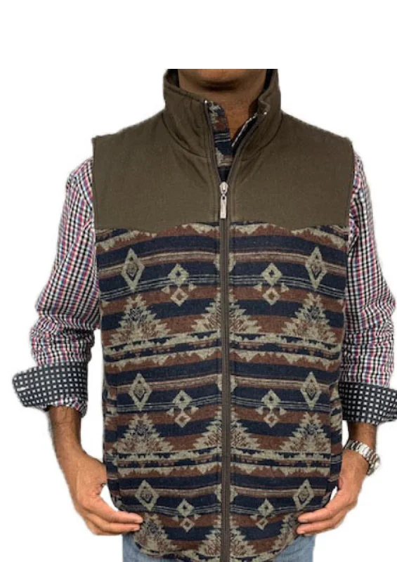 men's vest with pockets -Men's Western Aztec Vest Style#-M-24209