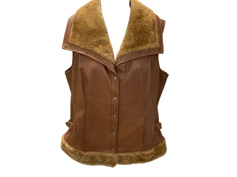 men's stylish knit vests -DANA BUCHMAN LEATHER VEST TAN 12