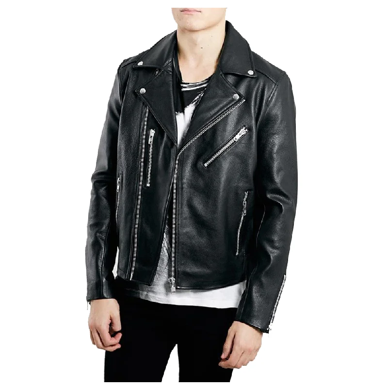 men's stylish jackets with zippers -David Bowie Style Fashion Biker Leather Jacket