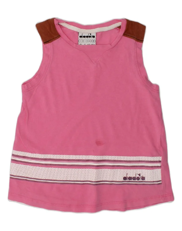 multi-pocket vests for men -DIADORA Girls Vest Top 7-8 Years Small Pink Cotton