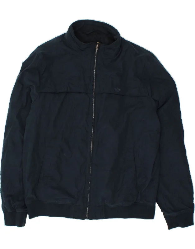 men's outdoor waterproof jackets -DOCKERS Mens Bomber Jacket UK 40 Large Navy Blue Polyester