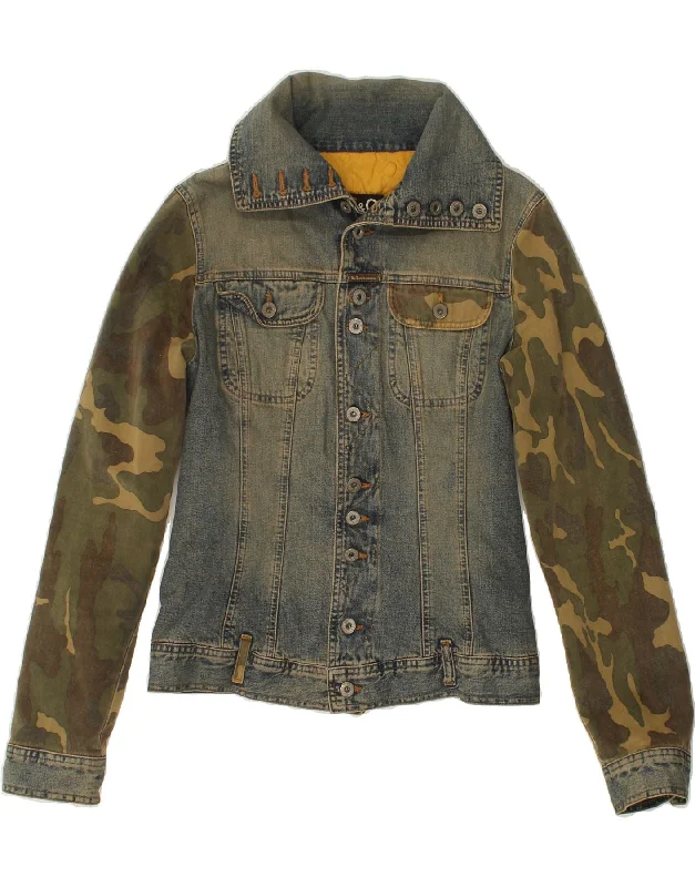 men's motorcycle jackets -DOLCE & GABBANA Mens Denim Jacket UK 36 Small Blue Colourblock Cotton