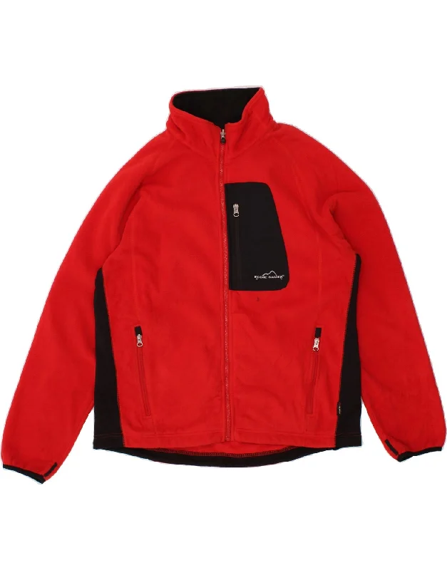 men's lightweight winter jackets -EDDIE BAUER Mens Fleece Jacket UK 40 Large Red Colourblock Polyester