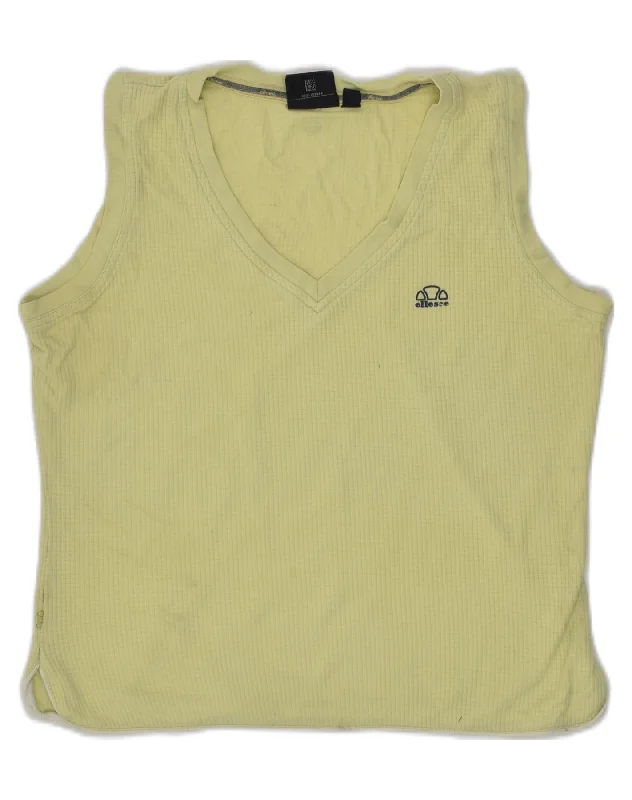 men's formal sleeveless vests -ELLESSE Boys Vest Top 12-13 Years Khaki Cotton