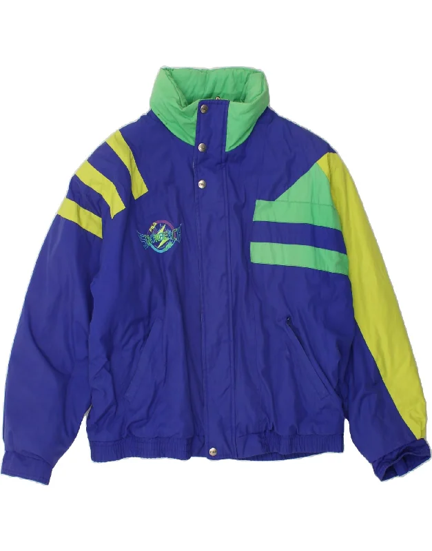 men's formal jackets -FILA Mens Hooded Windbreaker Jacket IT 54 2XL Blue Colourblock Polyester