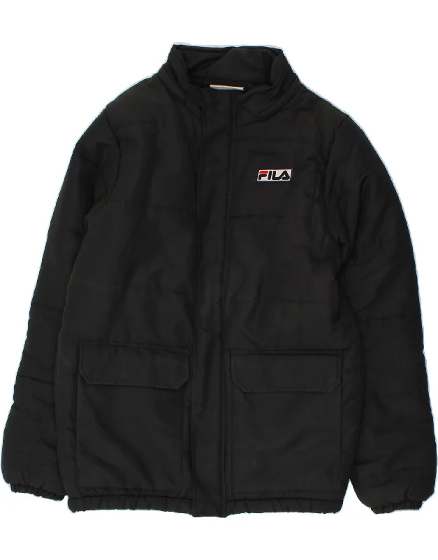 sleek jackets for formal wear -FILA Mens Windbreaker Jacket UK 38 Medium Black Polyester