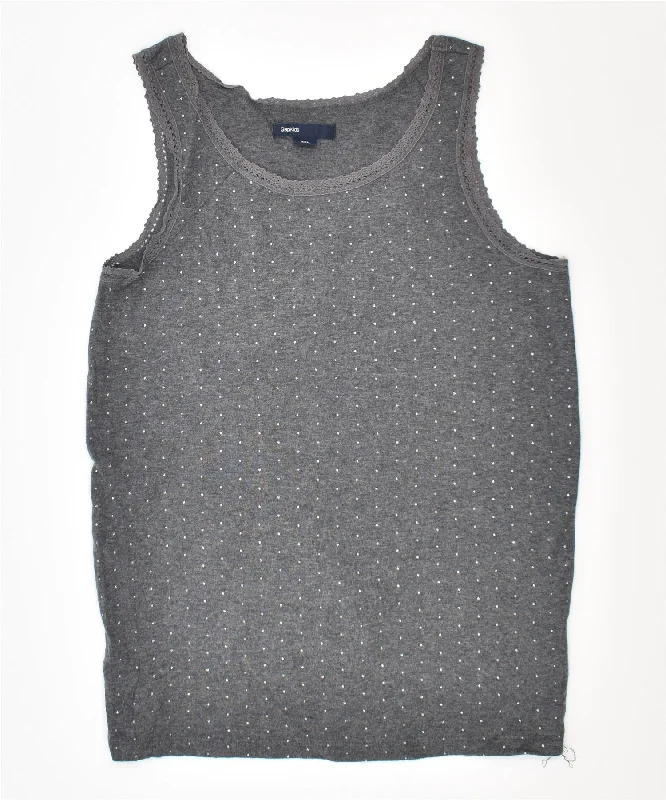 men's reversible vests -GAP Girls Graphic Vest Top 14-15 Years 2XL Grey Spotted Cotton