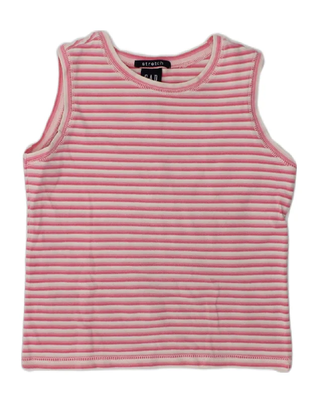 classic waistcoats for men -GAP Girls Stretch Vest Top 7-8 Years Medium Pink Striped Cotton