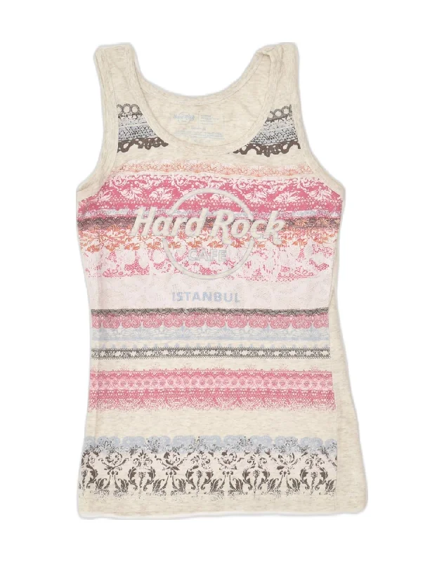 men's cotton vests -HARD ROCK CAFE Girls Istanbul Graphic Vest Top 9-10 Years Medium Beige