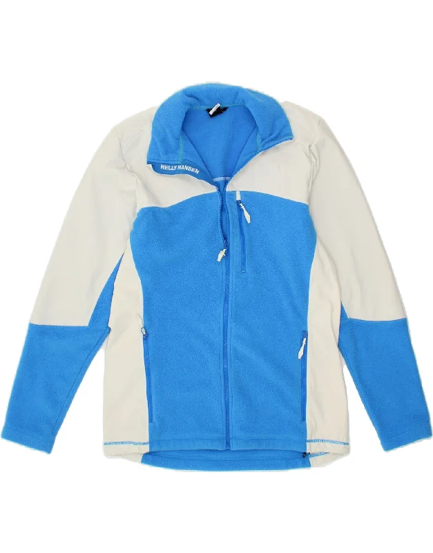 men's outdoor jackets -HELLY HANSEN Mens Graphic Fleece Jacket UK 38 Medium Blue Colourblock