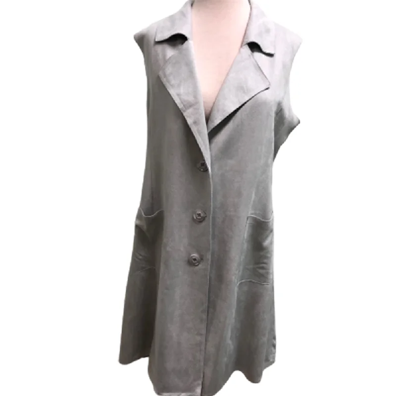 men's stylish waistcoats for suits -Jayley Long Vest Light Grey