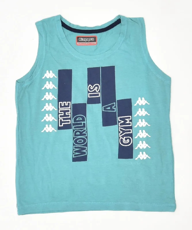 smart casual vests for men -KAPPA Girls Graphic Vest Top 7-8 Years Turquoise