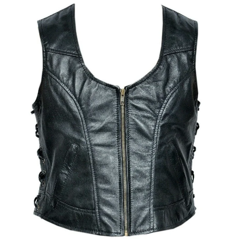 men's fashionable vests -Men Motorcycle Leather Vest