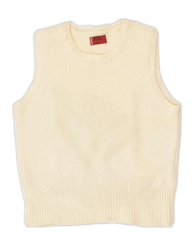 men's casual sleeveless vests -LEVI'S Girls Vest Tank Top 7-8 Years Small Beige Wool