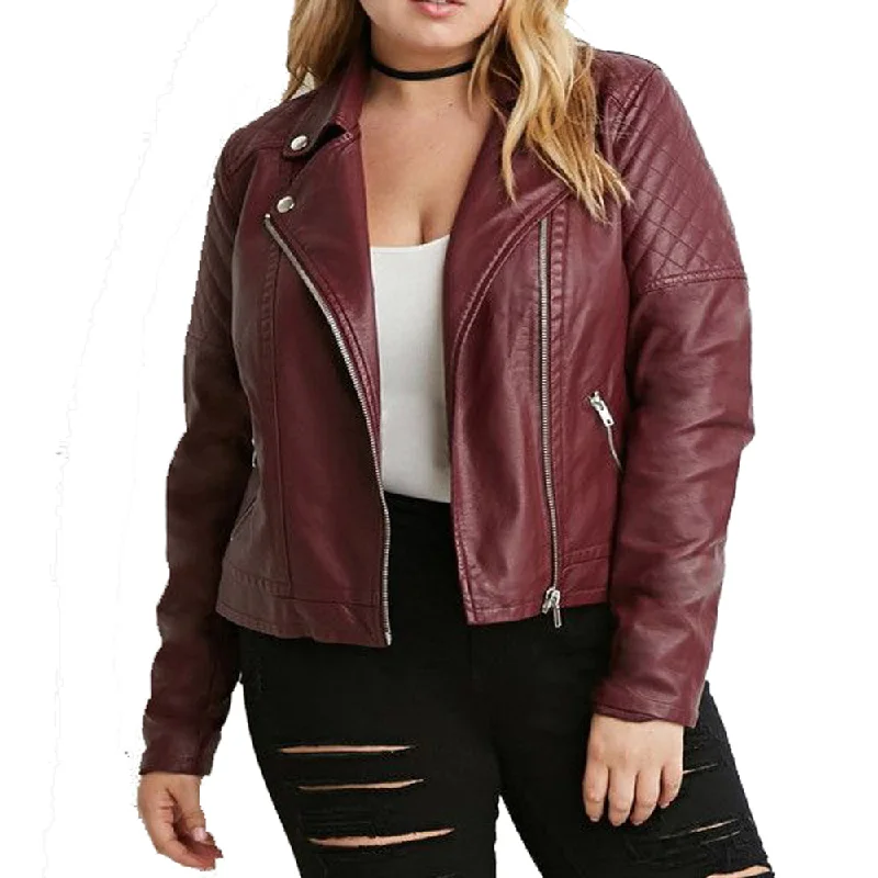 men's varsity jackets with patches -Lightweight Plus Size Womens Genuine Leather Jacket