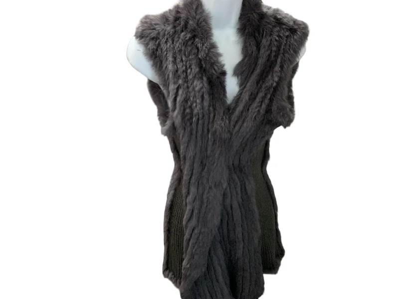 men's leather waistcoats -Love Token Women's Rabbit Vest Gray M