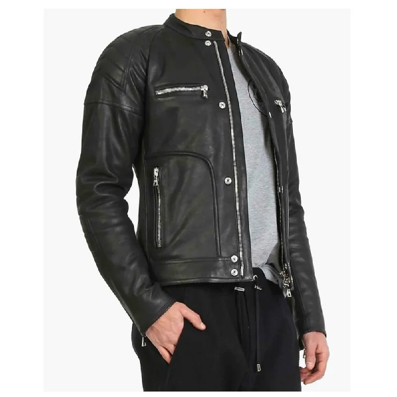 men's trench coats for winter -Men Black Elegant Fashion Leather Jacket