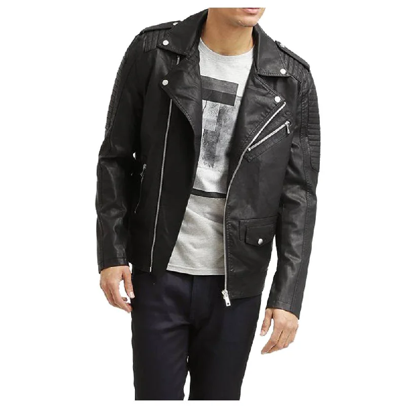 men's performance winter jackets -Slim Fit Motorcycle Black Leather jacket