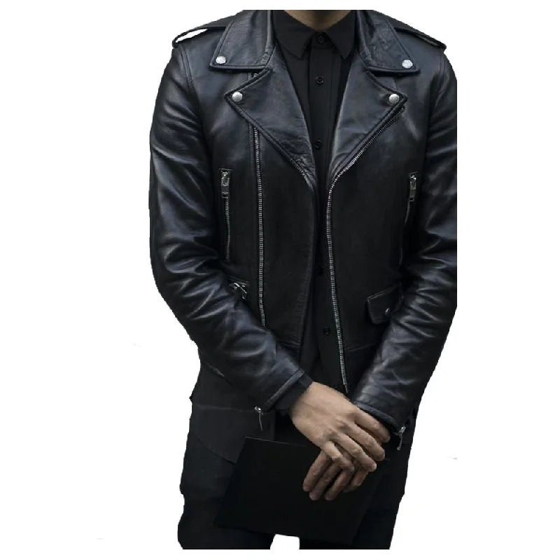 men's lightweight winter jackets -Men Classic Rocker Biker Slim Fit Leather Jacket