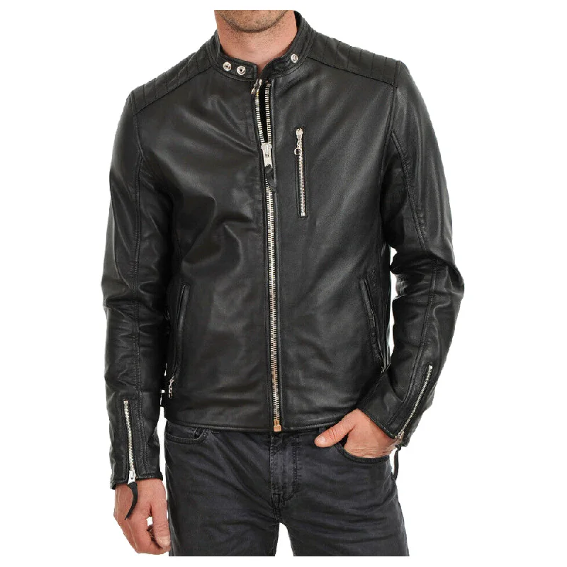 men's lightweight winter jackets -Men Elegant Fashion Leather Jacket