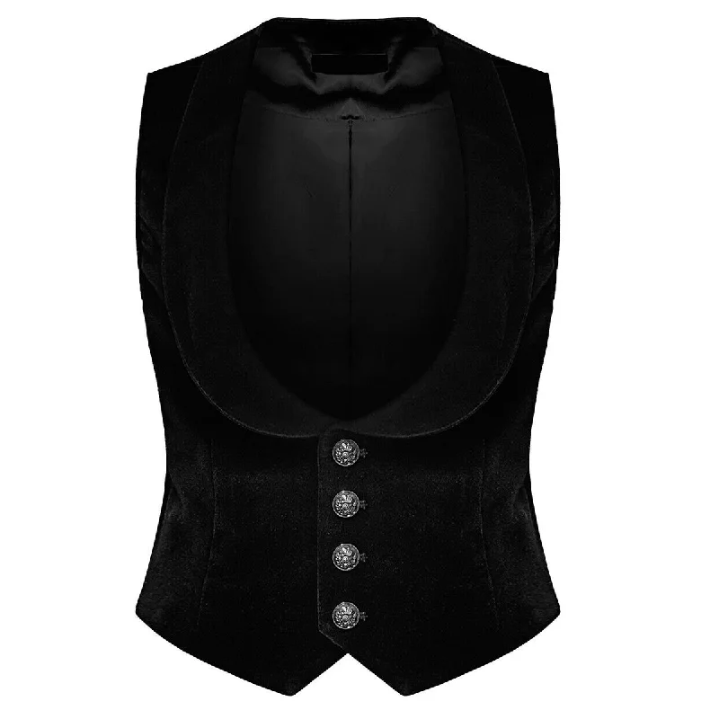 lightweight waistcoats for men -Men Gothic Velvet Vest Steampunk Black Wasit Coat VTG