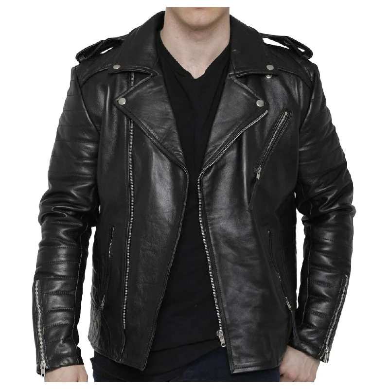 men's parkas with fur -Men Motorcycle Fashion Leather Jacket