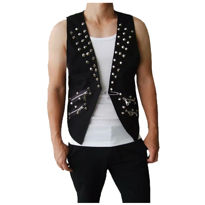 men's winter coats and jackets -Mens Vest Rivet Slim Fit Jacket Waistcoat