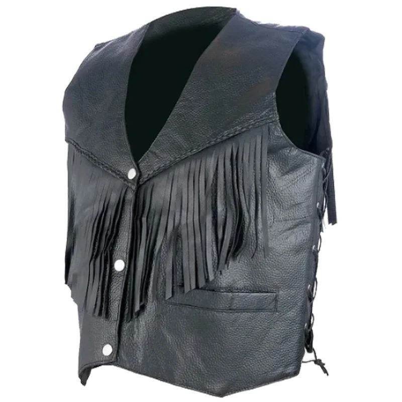 wool waistcoats for men -Men Western Fashion Leather Fringes Vest