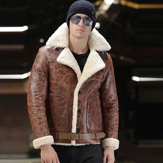 men's velvet jackets -Men's Airforce Aviator Sheepskin Leather Jacket