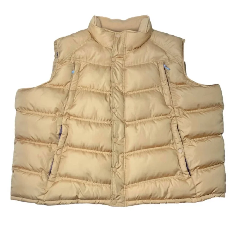 wool vests for men -Men's Big & Tall Puffer Vest In Wheat