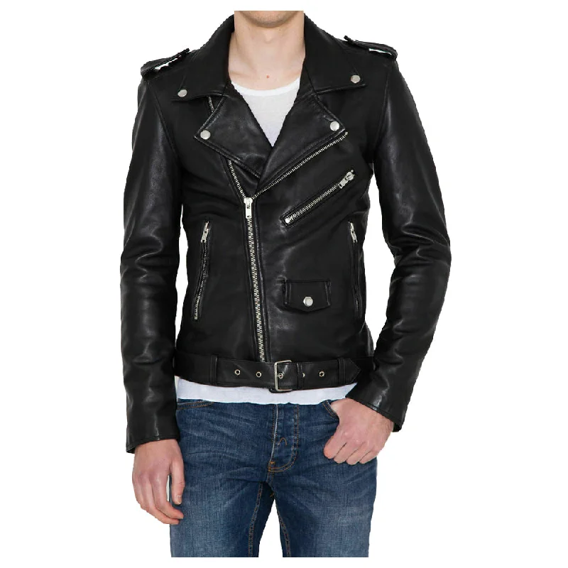 men's insulated rain jackets -Mens Biker Fashion Leather Jacket