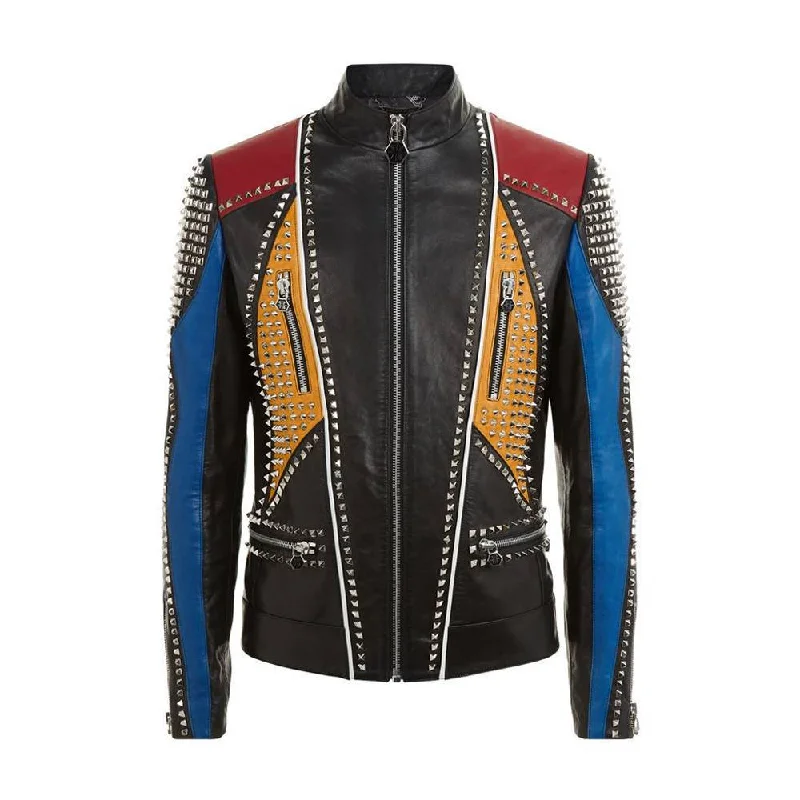 men's wool jackets -Mens Leather Jacket Multi Color Fashion Leather Jacket