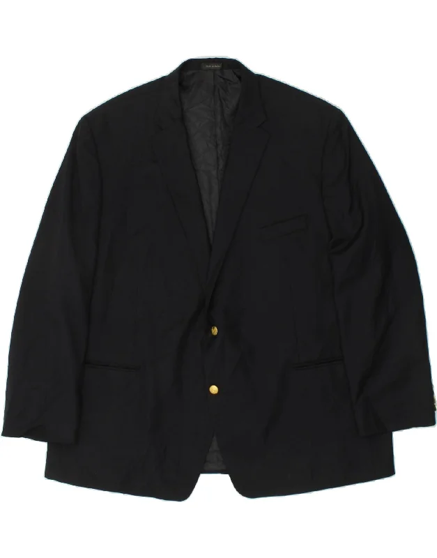 men's utility jackets -MICHAEL KORS Mens 2 Button Blazer Jacket IT 56 3XL Navy Blue Wool