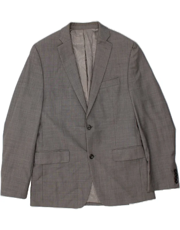 men's wool-blend trench coats -MICHAEL KORS Mens 2 Button Blazer Jacket UK 40 Large Grey Wool