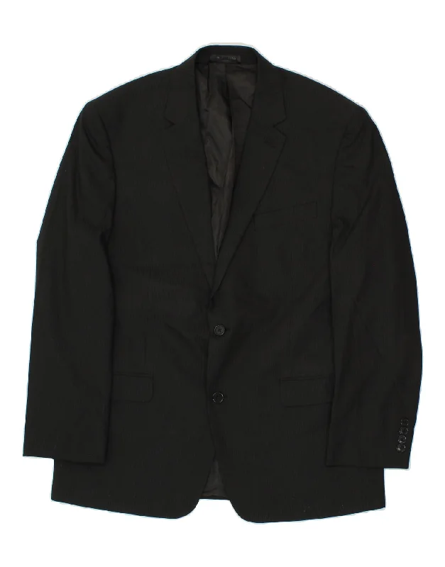 men's military jackets -MICHAEL KORS Mens 2 Button Blazer Jacket UK 42 XL Black Pinstripe