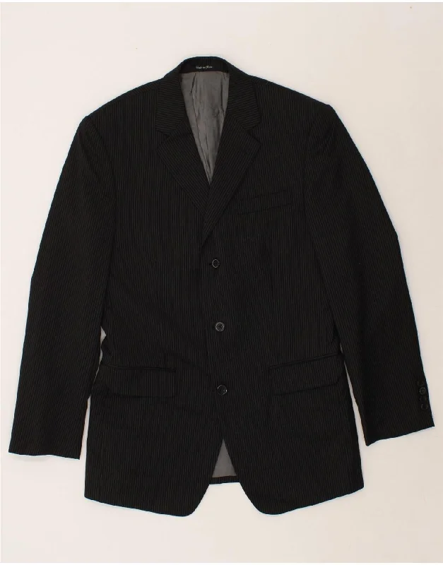 trendy jackets for men -MICHAEL KORS Mens 3 Button Blazer Jacket UK 36 Small Black Pinstripe Wool