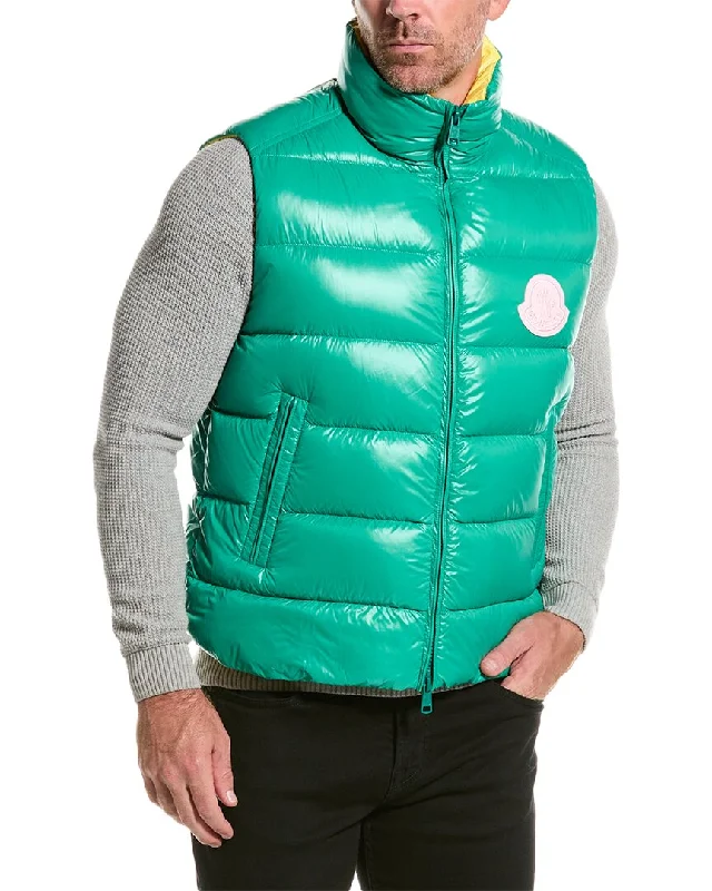 cotton vest jackets for men -Moncler Parke Puffer Down Vest