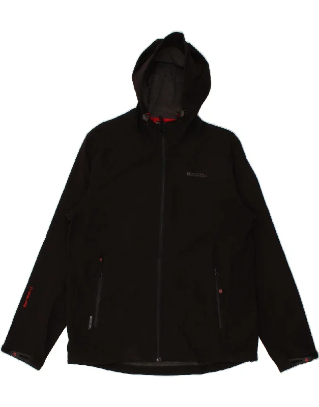 men's modern jackets -MOUNTAIN WAREHOUSE Mens Hooded Windbreaker Jacket UK 42 XL Black Polyester