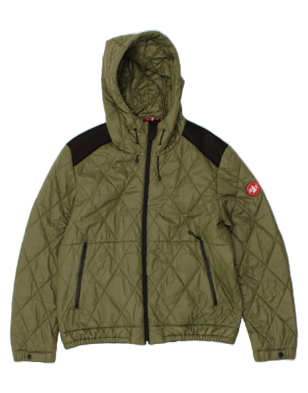 men's stylish puffer jackets -MURPHY & NYE Mens Hooded Bomber Quilted Jacket UK 44 2XL Green Colourblock