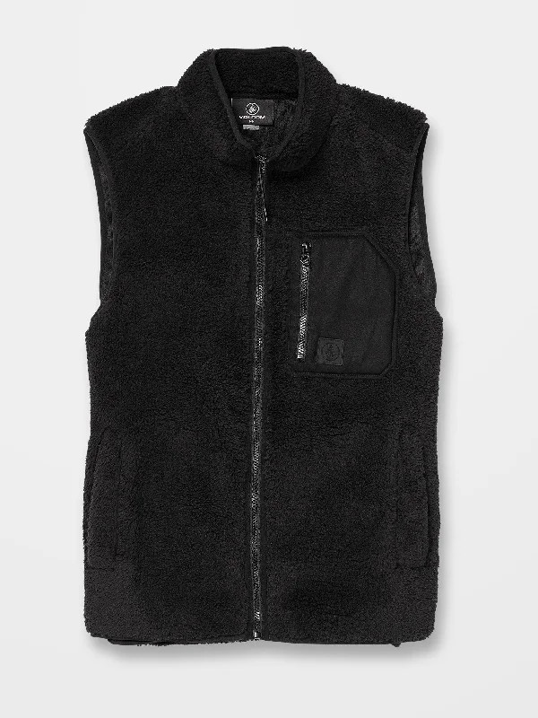 fashionable sleeveless vests for men -Muzzer Fuzzar Vest - BLACK