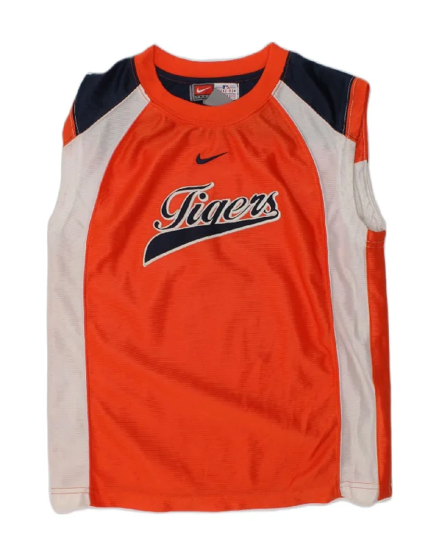 trendy vests for men -NIKE Boys Graphic Vest Top 5-6 Years Red Colourblock Polyester