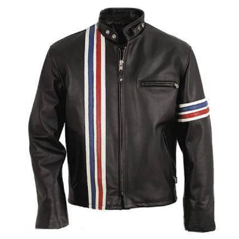 men's bomber jackets with hood -Slim Fit Easy Rider USA Flag Jacket