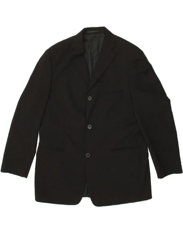 men's sport jackets -PIERRE CARDIN Mens 3 Button Blazer Jacket UK 44 2XL Black New Wool