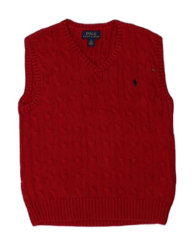 cotton waistcoats for men -POLO RALPH LAUREN Boys Vest Tank Top 5-6 Years Red Cotton