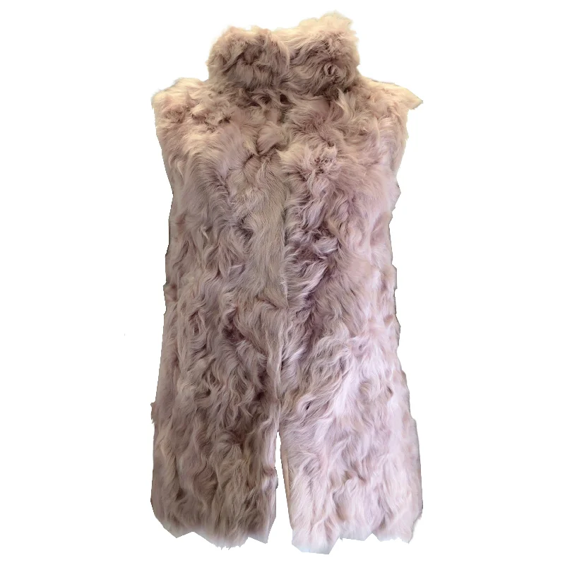 sleeveless jackets for men -Pologeorgis Pink Lamb Fur Vest