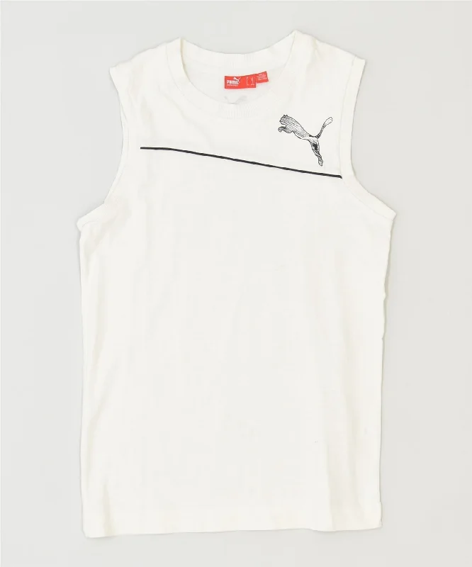 men's casual sleeveless vests -PUMA Girls Vest Top 12-13 Years White